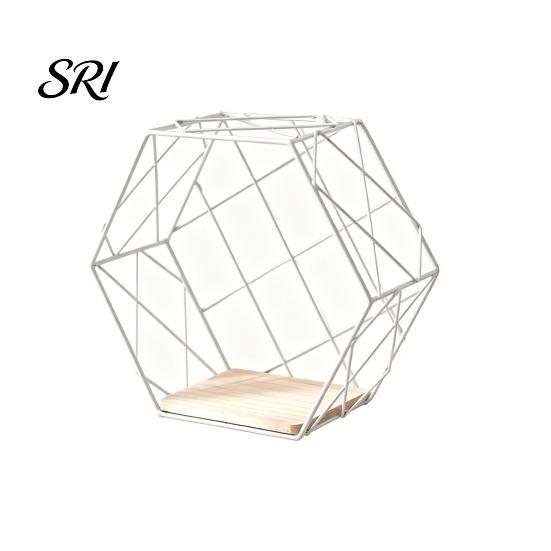 Decorative Wall Storage Shelf Large-Capacity Rack with Hexagonal Shape Art No Drill Display Stand Mounted for Living Room Layered