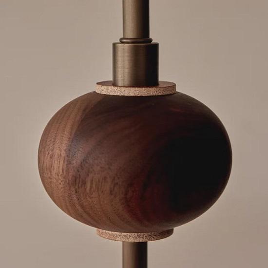 1950s Mid-Century Modern Brass Chandelier | Handmade Wooden Ball 5 Arms Italian Modern Ceiling Pendant | Stilnovo Brass Ceiling Fixture