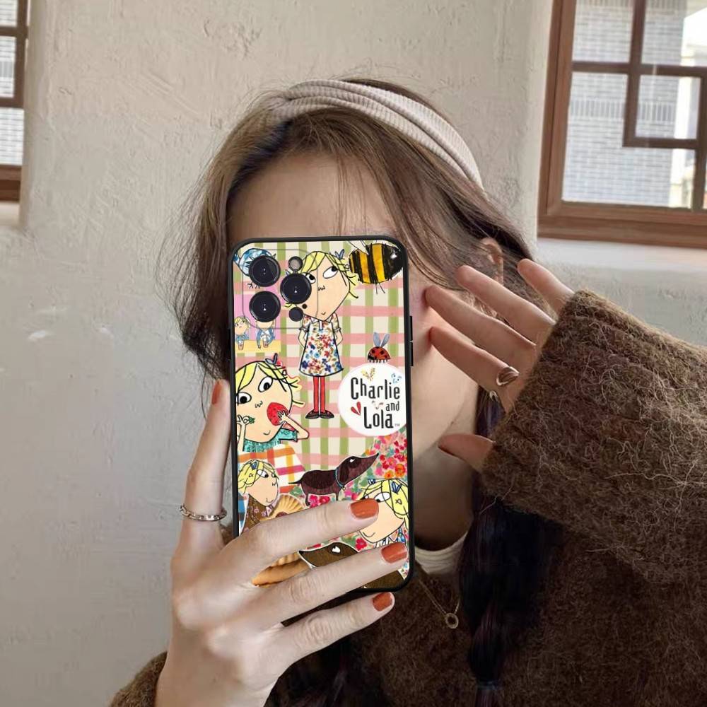 Charlie And Lola Anime Phone Case For IPhone 17 16 15 14 13 12 11 Pro Max Plus Mini Silicone Black Cover