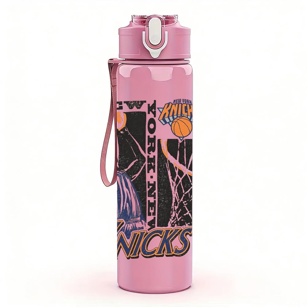 1PC Nicks band female figure collage print 750ml colorful plastic sports water bottle leakproof pop up lid with straw for outdoor work home use