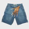 "Men's Y2K Hip-Hop Trend Pattern Denim Shorts - European and American High Street Fashion for Couples"