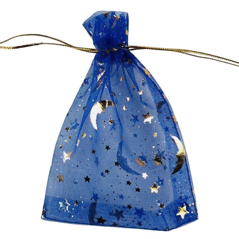100PCS Stars & Moon Design Organza Sheer Gauze Element Jewelry Bags Tulle Fabric Wedding Gift Bags Sachet OrganzaGift Bag