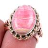 Натуральный родохрозит драгоценный камень 925 сплошное серебряное ювелирное изделие двухцветное кольцо S.6US B2K08