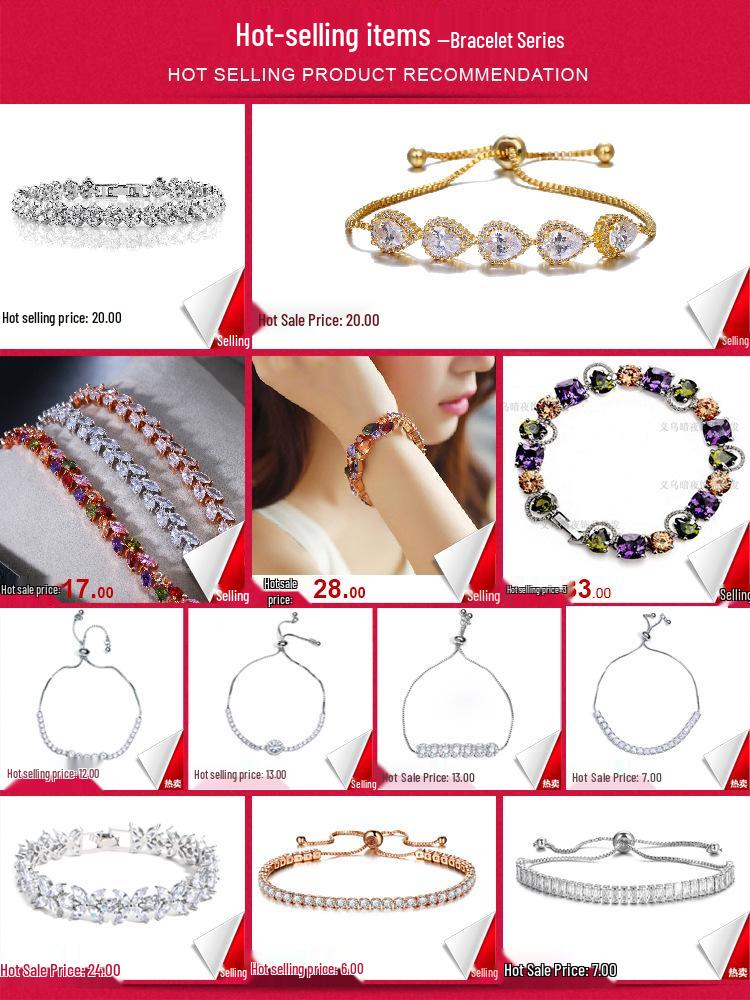 Элегантный браслет с цирконами с золотым покрытием для женщин - Европейская и американская мода