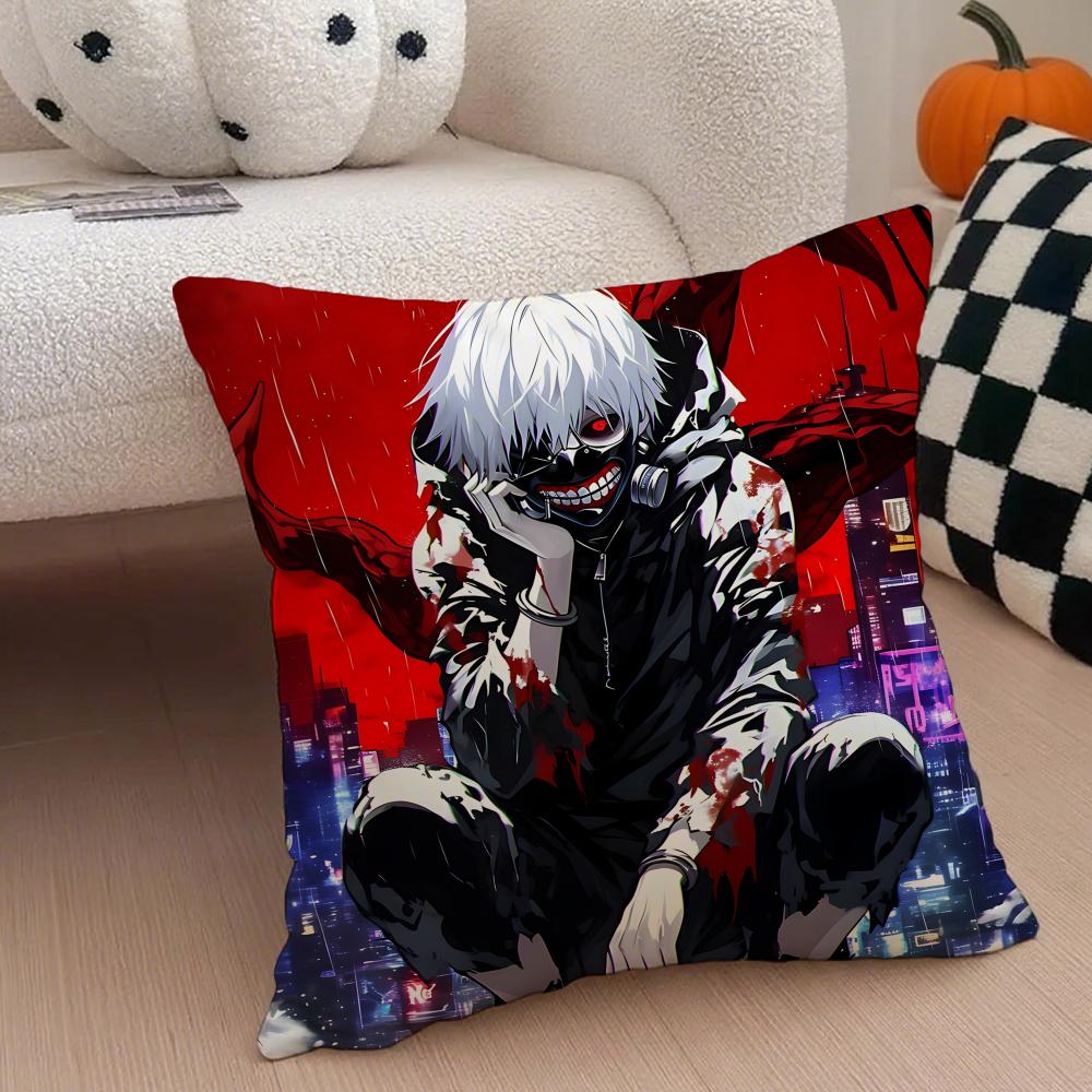 Grim Haunting Tragic Anime TTokyo Ghoul Cushion Cover Throw Pillow Cover Hidden Button Durable Polyester Chair Cushion