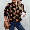 Autumn Winter Vintage Loose Long Sleeve Top Print Pullover Knitwear O-Neck Sweater