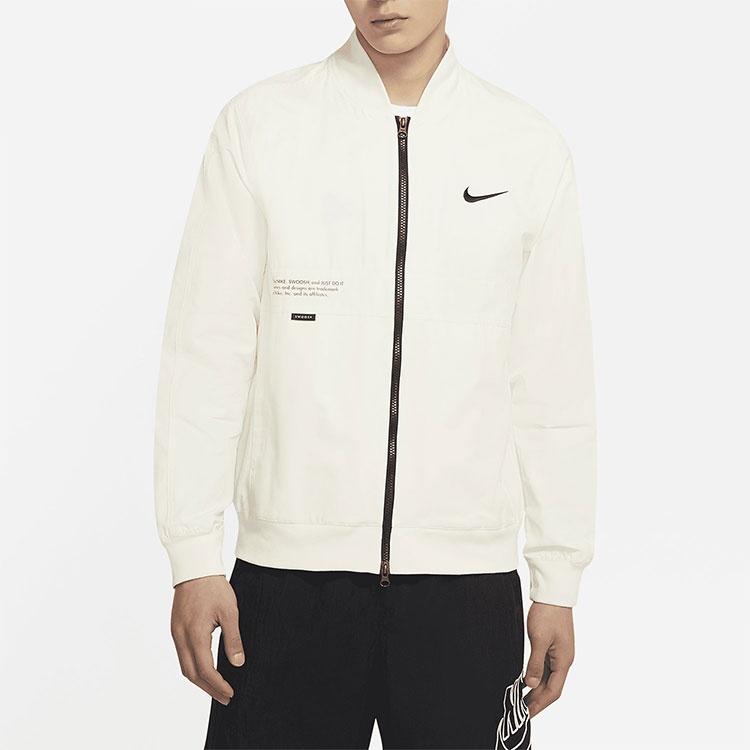 Nike Sportswear Swoosh Logo Print Sports Jacket Men's White DJ5368-110