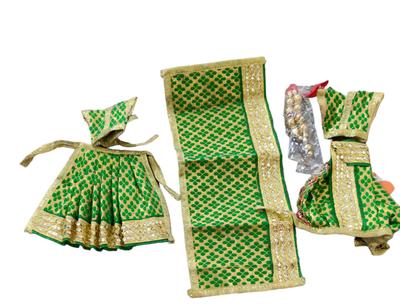 @ Индийский традиционный наряд Радхи Кришны зеленого цвета для дома и храма MJ-297-60%СКИДКА