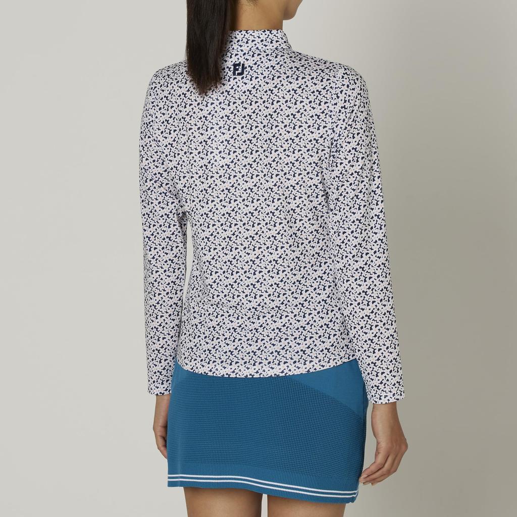 FootJoy Floral Print Long Sleeve Shirt, Navy, Women's, Size M, FJW-F24-S09, 32280-M