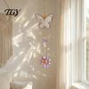 Faux Crystal Suncatcher for Windows Butterfly Crystals with Hook, Hanging Sun Catcher Windows, Sparkling Wind Birthday Gift Her Chimes Chain,