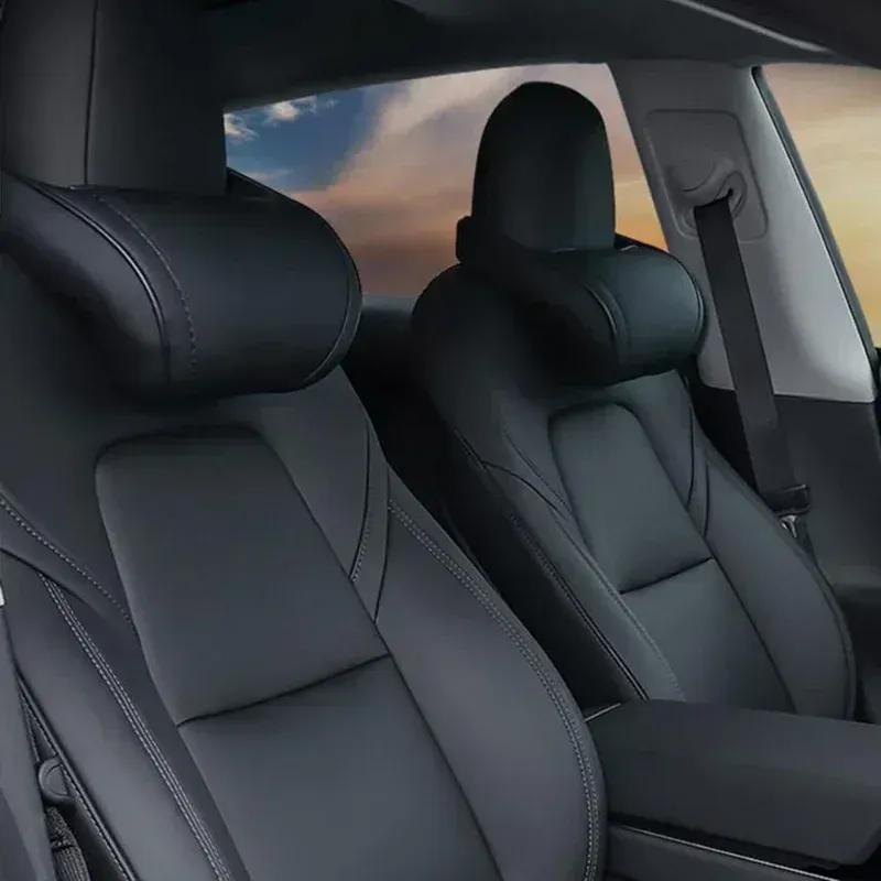Neck Pillow for Tesla Model 3/Y/S/X/3+ Soft Comfortable Cushion Leather Neck Support Car Seat Headrest Car Interior Accessories
