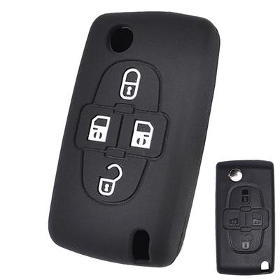 Силиконовый чехол для ключей для Citroen C8 для Peugeot 1007 807, 4 кнопки, резиновый защитный чехол для автомобиля, держатель брелка для ключей