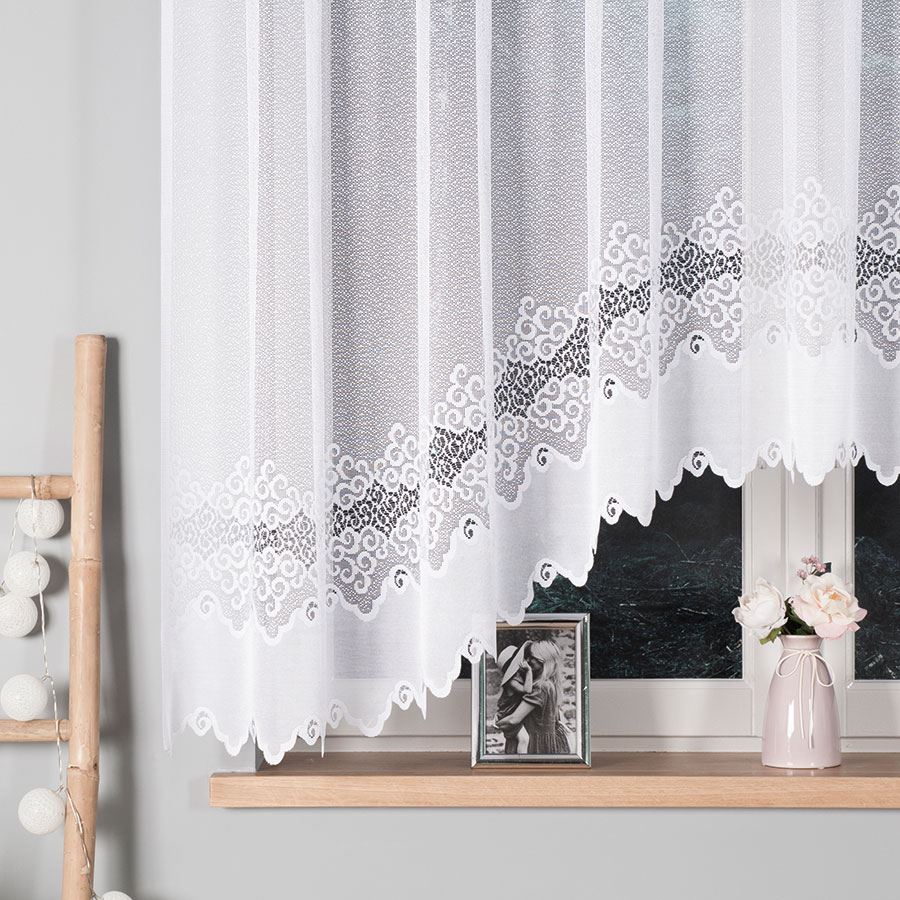 Modesta - Ready-Made Jacquard Curtain - White - Classic Pattern - 300X160