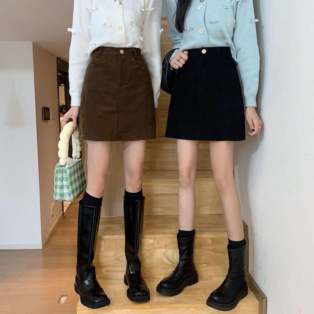 Corduroy A-Line High Waist Skirt - Women's Plus Size, Autumn/Winter 2022 Trend
