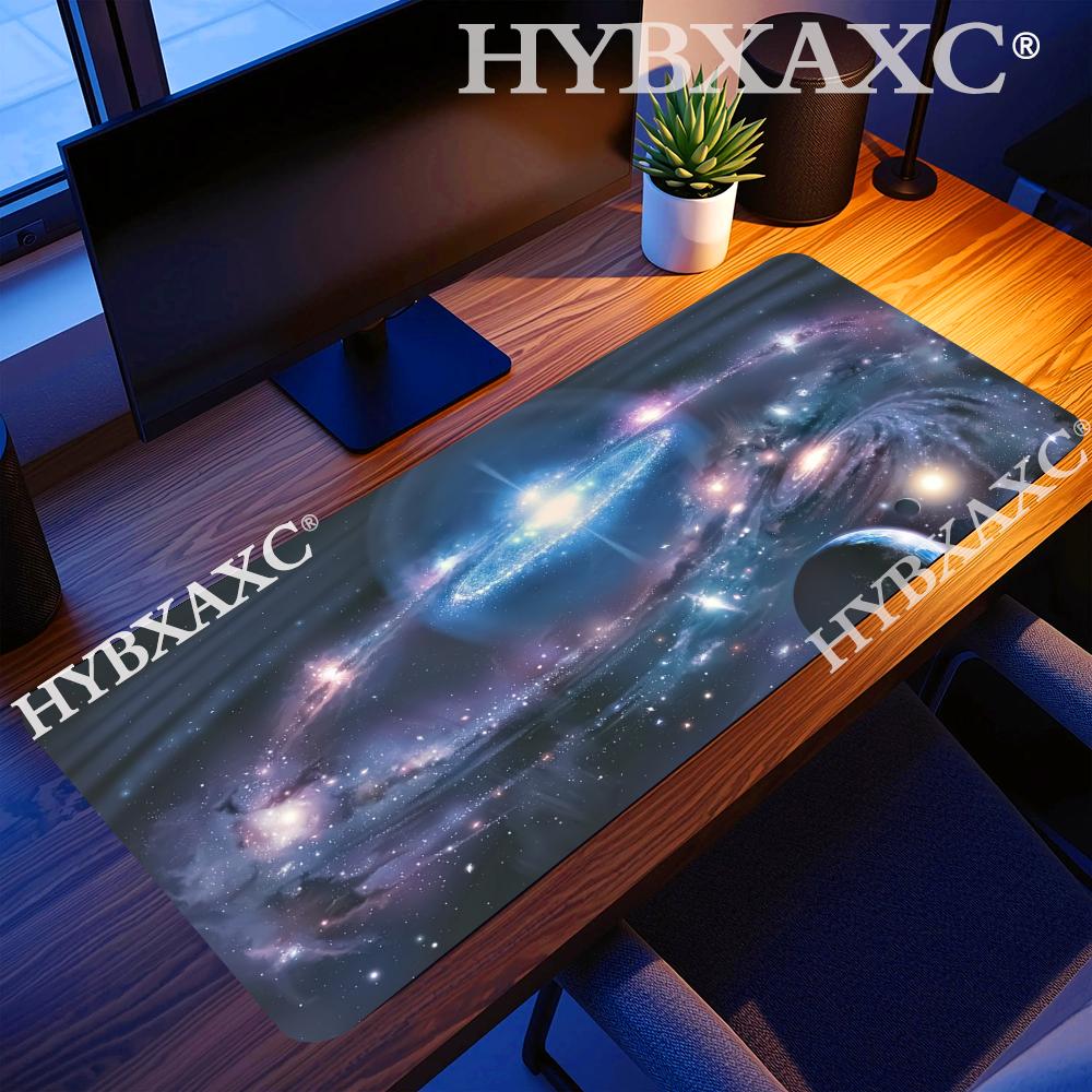 HYBXAXC Galaxy Nebula Gaming Mouse Pad Purple Blue Starry Sky Desk Mat Rubber Keyboard Pad for Daily Office Work and Gaming