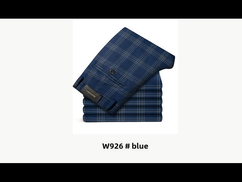 2021 Мужские весенние повседневные клетчатые эластичные узкие деловые брюки - молодежный модный тренд