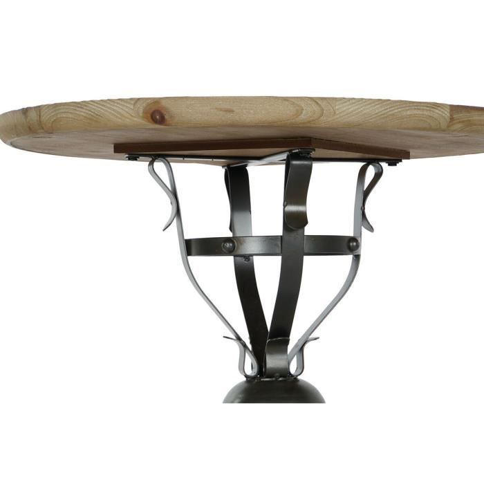 Table d'appoint - Vintage - Noir métal - Sapin - 60 cm