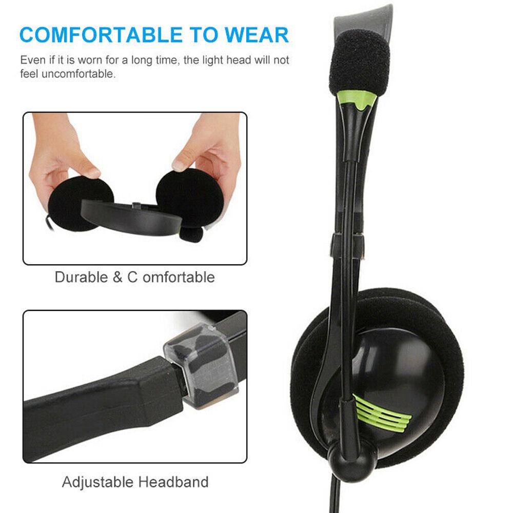 for PC Comfortable USB Microphone with Mic Wired Head Earpiece Headset Headphone Earphone