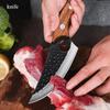 2PCS Knives Set Hand Forged Multipurpose Fruit Knife Stainless Steel Meat Cleaver Vegetable Knife Sharp Butcher Boning Knife