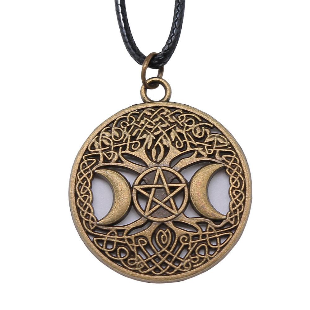 Антикварный кулон-ожерелье "Древо Жизни" Nature Boho Statement Jewelry 45см Кожаная цепочка