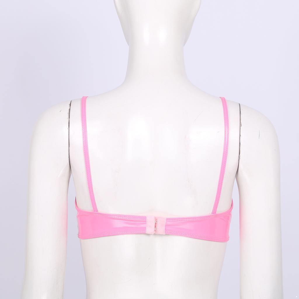 Women's Sexy Wetlook Bra Top No Padded Wireless Bustier Corset Clubwear