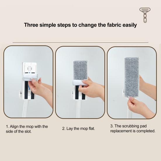 Stainless Steel Long Handle Mini Mop 360 Degree Rotatable Mop Head Flat Mop with Drain Scraper Hygienic Cleaning Tool