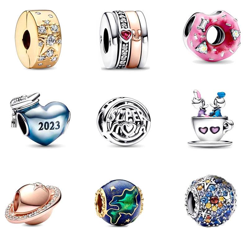 Fashion Cupronickel Bead Bracelet with Silver Beaded Heart Donut Transfer Beads Beaded Wood Spark