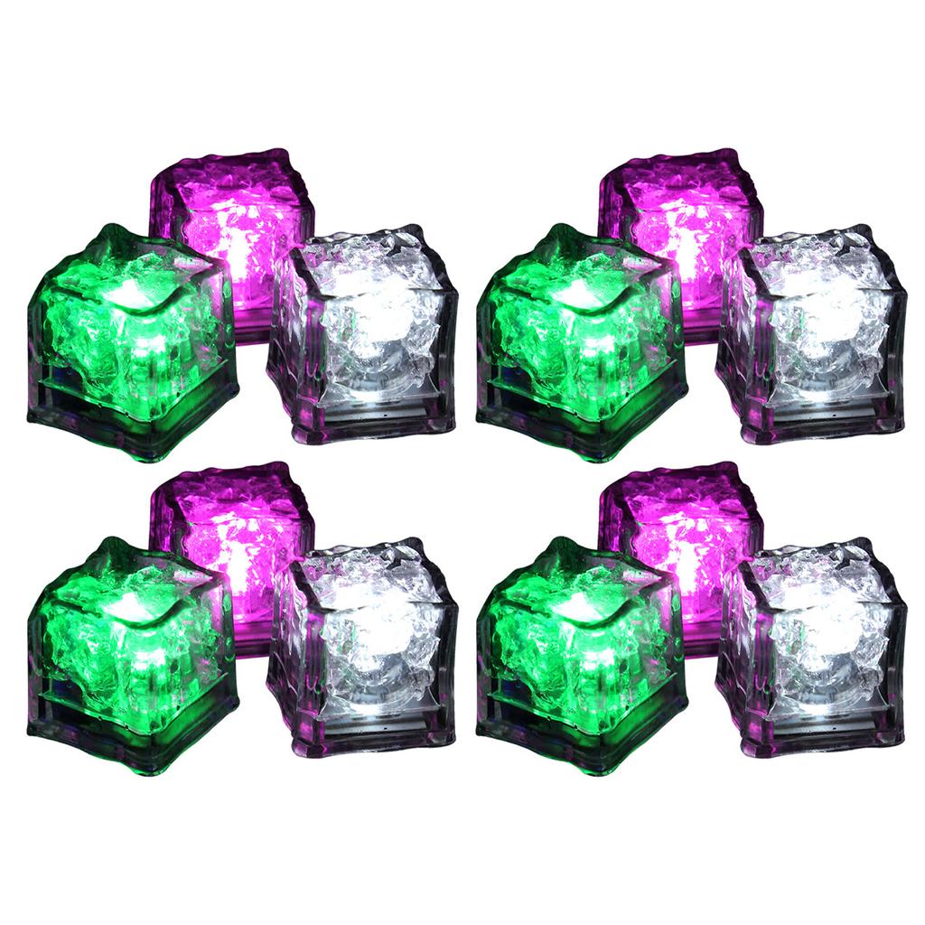 12шт светодиодные кубики льда жидкие индукционные электронные компоненты красочные блестящие светящиеся мигающие кубики льда
