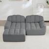 2-Seater L-Shaped Modular Boneless Sofa, Shell Shape, Deep Seat Cushions with 1 Ottoman, Sofa for Living Room, No Assembly Required, Gray