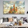 Modern Red Square In Moscow Canvas Painting Russia Wall Art Poster Prints for Living Room Contemporary Home Pic