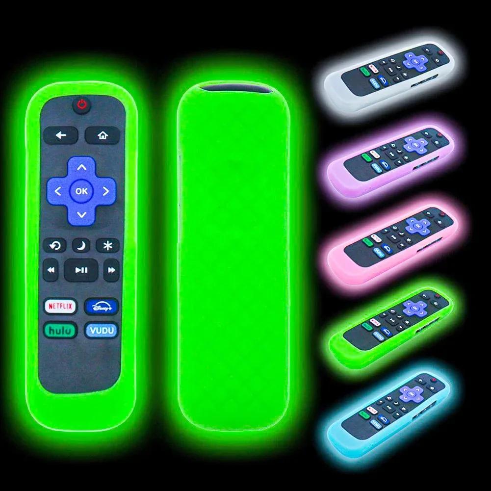 Чехол для пульта дистанционного управления Roku, чехол для TCL Roku TV, силиконовый защитный контроллер, универсальный сменный чехол, сияющая кожа