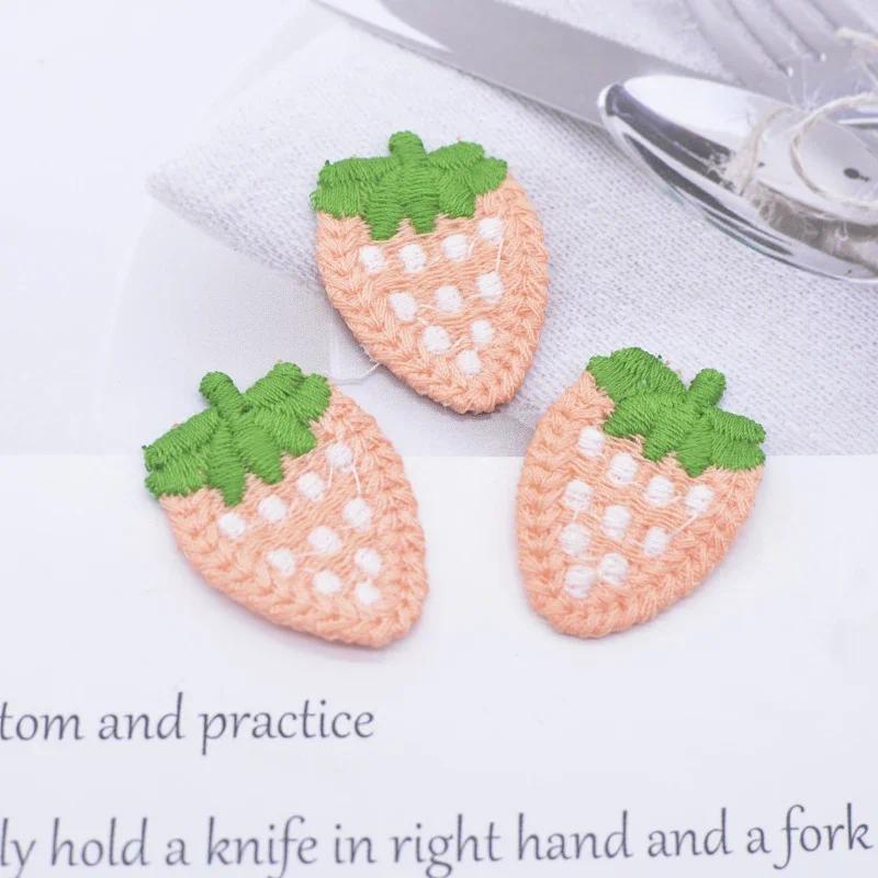 20Pcs 25*35mm Sweet Strawberry Fruit Applique for DIY Clothes Hat Shoes Sewing Patches Headwear Hair Clips Decor Accessories