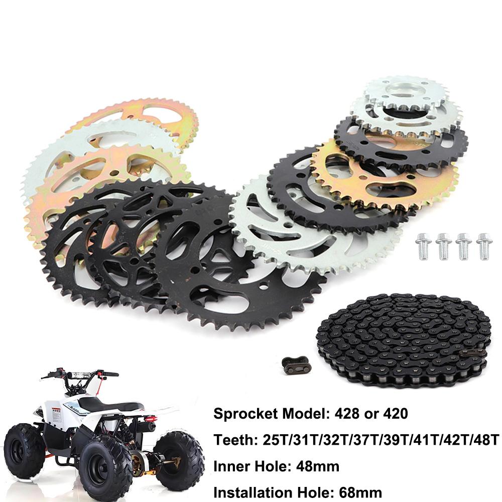 420/428 Chain Rear Sprocket 48mm-68mm Fit For 50cc 70cc 90cc 110cc 125cc ATV Go Kart Buggy Quad Dirt Bike Trike Motorcycle Parts