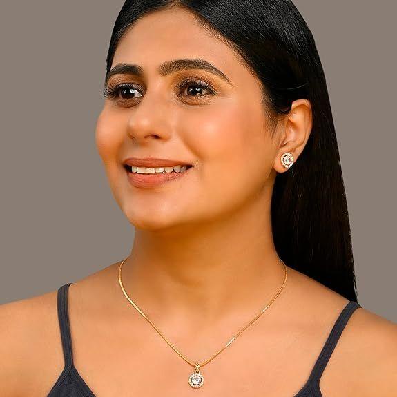 Роскошный подарочный набор ювелирных украшений с подвесками для женщин, девочек и для нее | Подвеска с 2 серьгами, 10 вариантов цвета и дизайна, огранка «Принцесса» золото-серебро