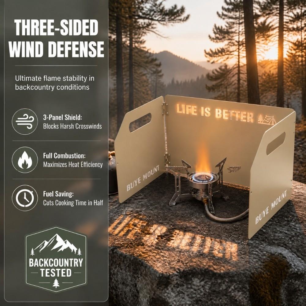 Windproof Wind Blocker Storage Bag Included Tri-Fold Gas Cover Camping Stove Windscreen Picnic