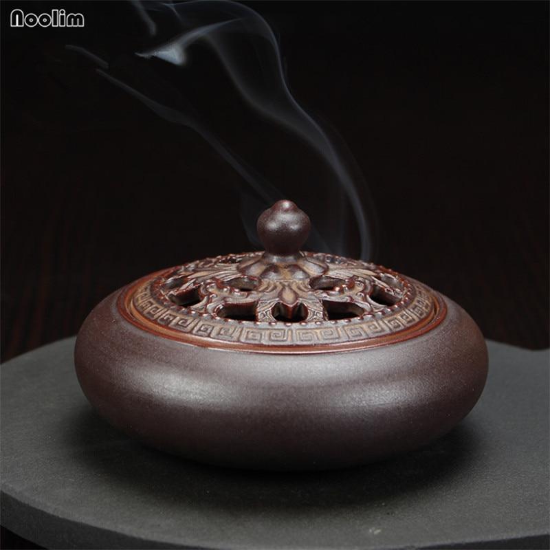 Retro Ceramic Incense Burner Vintage Portable Aroma Censer Buddhism Incense Holder Home Decor