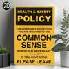 Vintage Iron Health Safety Policy Common Sense Notice Wall Mount Metal Sign for Bar Garden Cafe Restaurant Garage Patio Decor