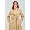 Waterproof Medium Length Unlined Cotton Double Breasted Trench Coat Beige 3440