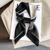 70cm Black and White Square Splicing Scarf Women Imitation Silk Amber Gilded Scarf Fashionable and Versatile Clothes Accessories