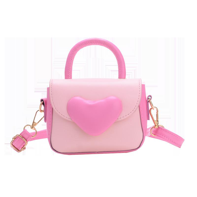 Cartoon Soft Heart Contrast Colors Shoulder Purse Adorable Girls Crossbody Bag