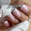 Классический французский маникюр с белым краем короткий европейский квадрат носимые ногти нюдовый порошок носимые накладные ногти готовые ногти