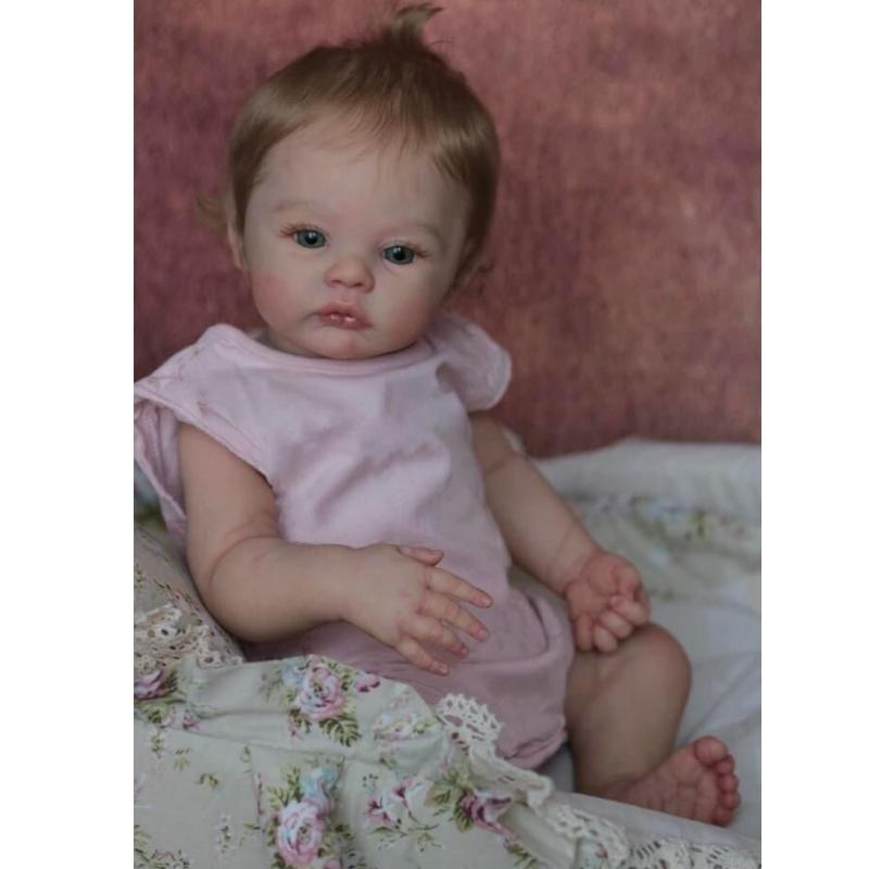Reborn Dolls MEADOW 19 Inch Handmade 3D Painted Skin Newborn Doll Soft Touch Cloth Body with PP Cotton Bebe Reborn Doll Kids Birthday Holiday Present