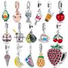 Медь Полный Бриллиант Арбуз&Ананас&Лимон&Мороженое&Чашка Молочного Чая Подвеска Шарм Подходит Браслет Бренда Сделай Сам Ювелирные Изделия