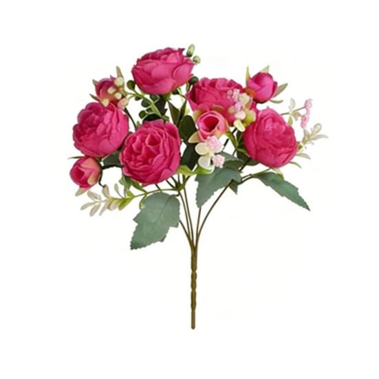 Букет из 5 искусственных пионов с бутонами, реалистичный цветок пиона из искусственного шелка со стеблем для свадьбы, свадебный букет, цветочная композиция, украшение стола