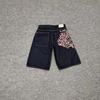 Mens Loose Straight Fit Denim Pants With Floral Embroidery Casual Streetwear Jeans
