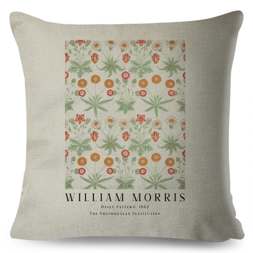 Nordic Style Cushion Cover William Morris Flower Pillowcase Linen Both Sided Decor Violets Botanical Throw Pillow Case for Sofa