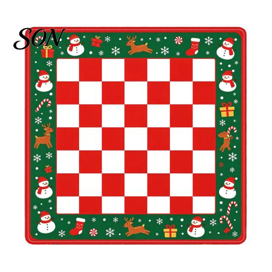 Non Slip Game Table Mat Christmas Mahjong Mat, Non-Slip Rubber American Noise Reduction Themed Pad Waterproof Cover for Poker, Card, Board &