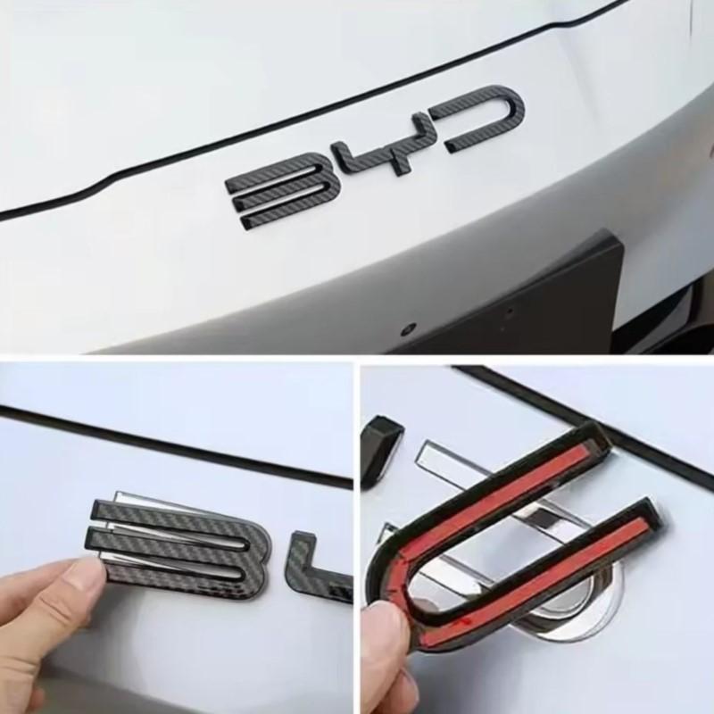 Для BYD SEAl HAN SONG YUAN DOLPHIN ATTO 3 Аксессуары Автомобильный Передний Бампер Эмблема Значок Наклейка Черный Углеродный Логотип Наклейка для Модификации