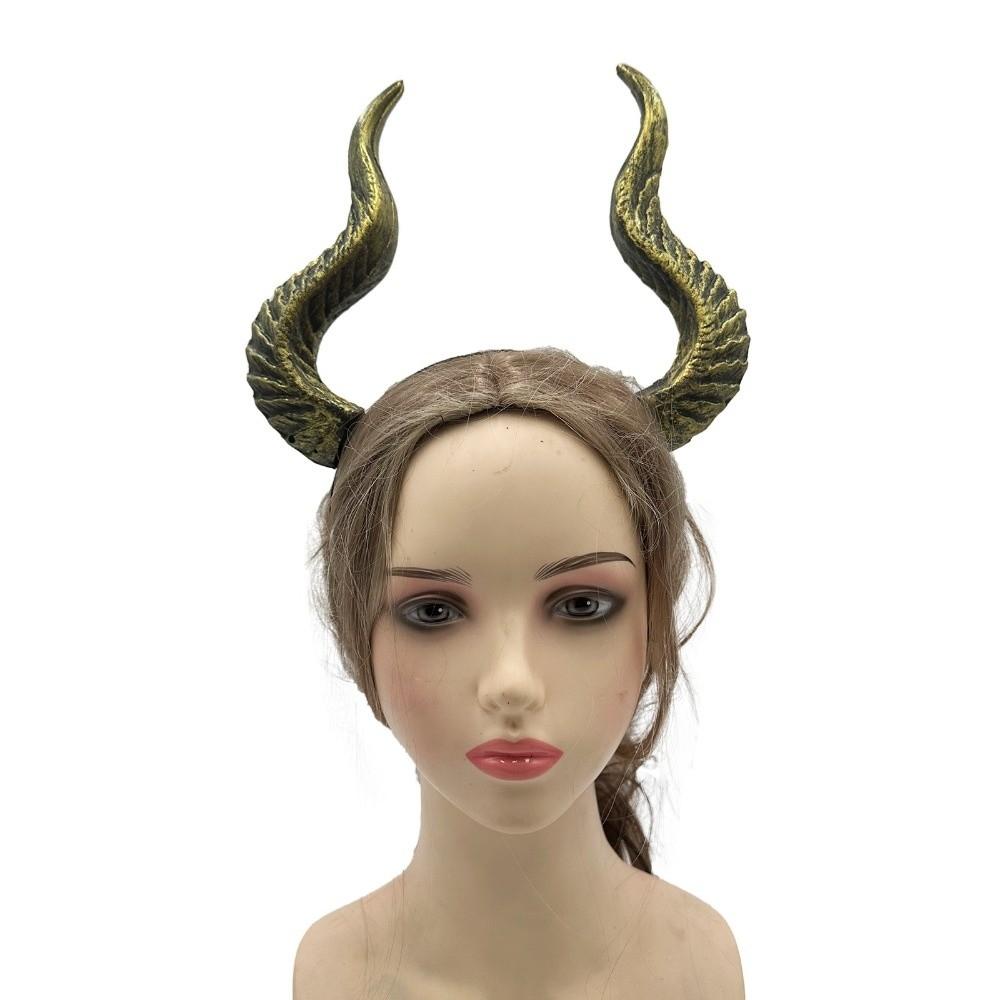 PU Halloween Horns Headband Ox Horn Halloween Hair Hoop Funny Cosplay Hairband  Men