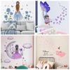 Livingroom Mural Art Girls On Moon Home Decoration Butterfly Flower Decals Princess Wall Stickers